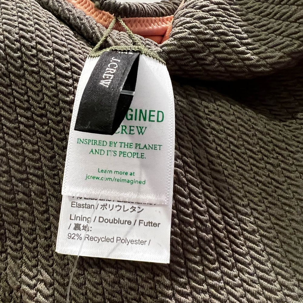 NWT J. Crew Hunter Green Textured One-Shoulder One-Piece Swimsuit 20 - Picture 5 of 6